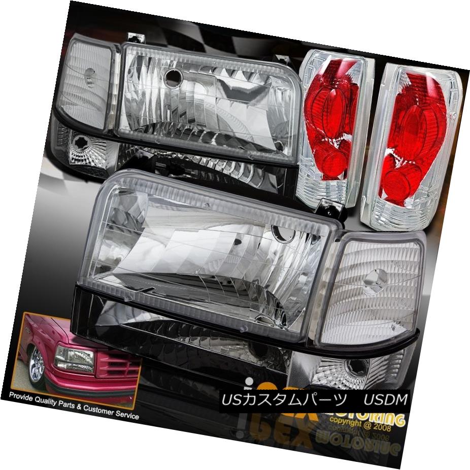 テールライト 1992-1996 Ford F150 F250 Bronco Chrome Headlights + Corner Signals + Tail Lights 1992-1996フォードF150 F250ブロンコクロームヘッドライト+コーナー信号+テールライト 【並行輸入品】 43,544円