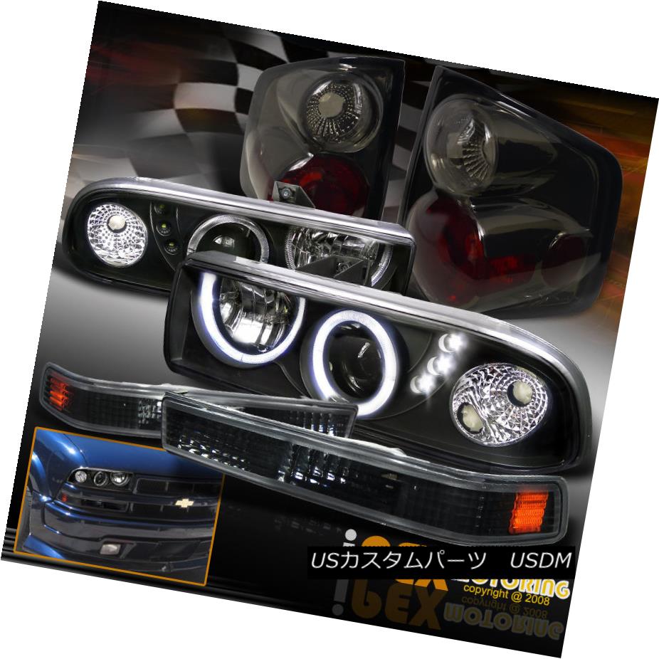 テールライト [6PC Set] 1998-2004 S10 Halo Projector LED Black Headlights + Smoke Tail Lights [6PCセット] 1998-2004 S10ハロープロジェクターLEDブラックヘッドライト+煙テールライト 【並行輸入品】