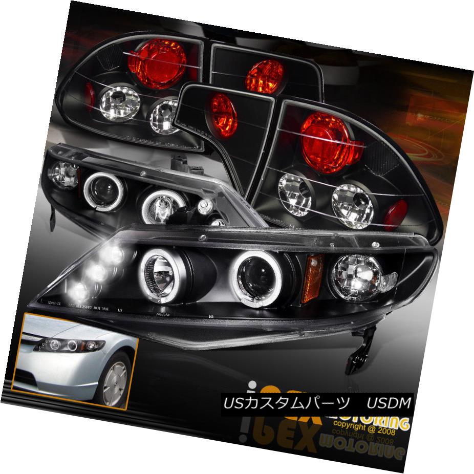 テールライト NEW 2006-2011 Honda Civic 4Dr FA Halo Projector LED Black Headlights+Tail Lights NEW 2006-2011ホンダシビック4Dr FAハロープロジェクターLEDブラックヘッドライト+タイ lライト 【並行輸入品】