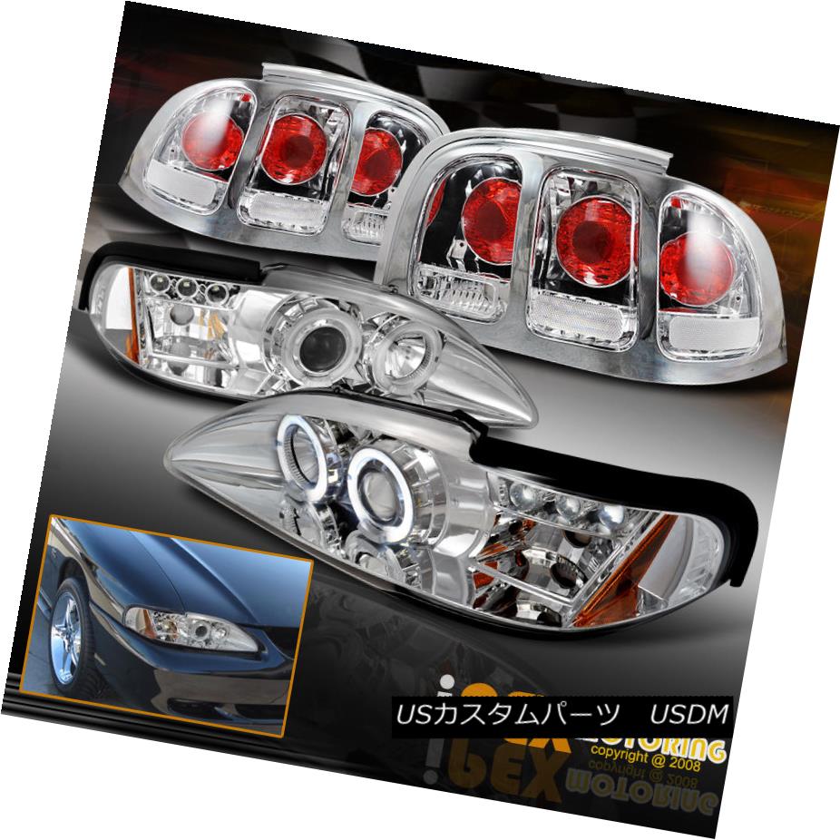 テールライト VALUE COMBO 1996-1998 Ford Mustang Halo LED Projector Head Light + Tail Lamps VALUE COMBO 1996-1998 Ford Mustang Halo LEDプロジェクターヘッドライト+テールランプ 【並行輸入品】