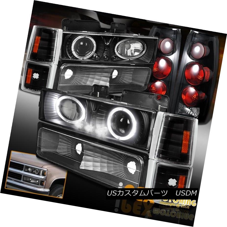 テールライト 94-98 GMC Sierra Halo Projector Black Headlights W/Signal +Dark Smoke Tail Light 94-98 GMC Sierra HaloプロジェクターブラックヘッドライトW /シグナル+ダークスモークテールライト 【並行輸入品】