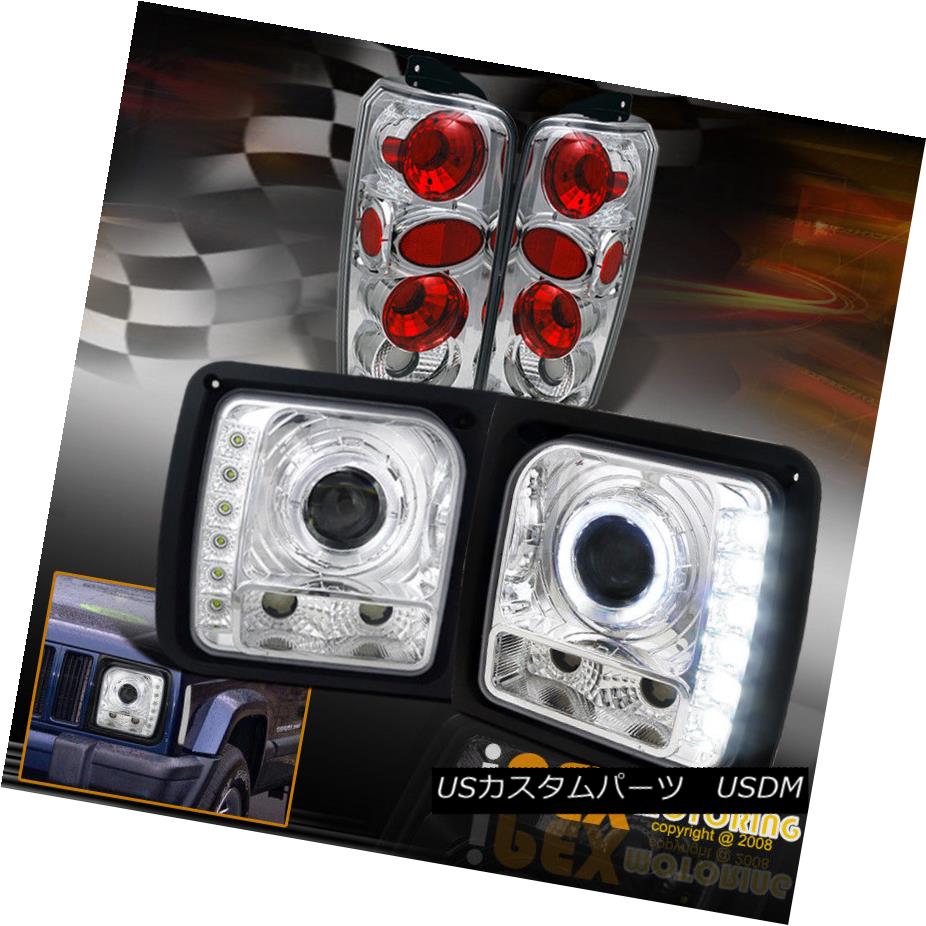 テールライト 1997-2001 Jeep Cherokee Halo Rim W/ Projector LED Chrome Headlights + Tail Light 1997-2001ジープチェロキーハローリムW /プロジェクターLEDクロームヘッドライト+テールライト 【並行輸入品】