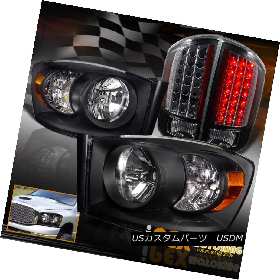 テールライト For 2007-2008 Dodge Ram 1500 2500 3500 Headlights + Bright LED Tail Lights Black 2007-2008 Dodge Ram 1500 2500 3500ヘッドライト+ブライトLEDテールライトブラック 【並行輸入品】
