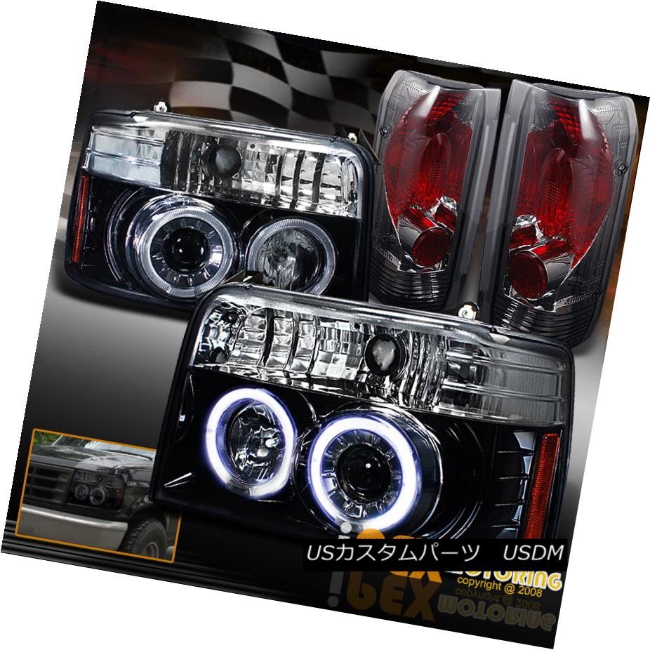 テールライト 1992-1996 Ford F150 Bronce Halo Projector Shiny Black Headlight+Smoke Tail Light 1992-1996フォードF150ブロンズハロープロジェクターシャイニーブラックヘッドライト+スモーク eテールライト 【並行輸入品】