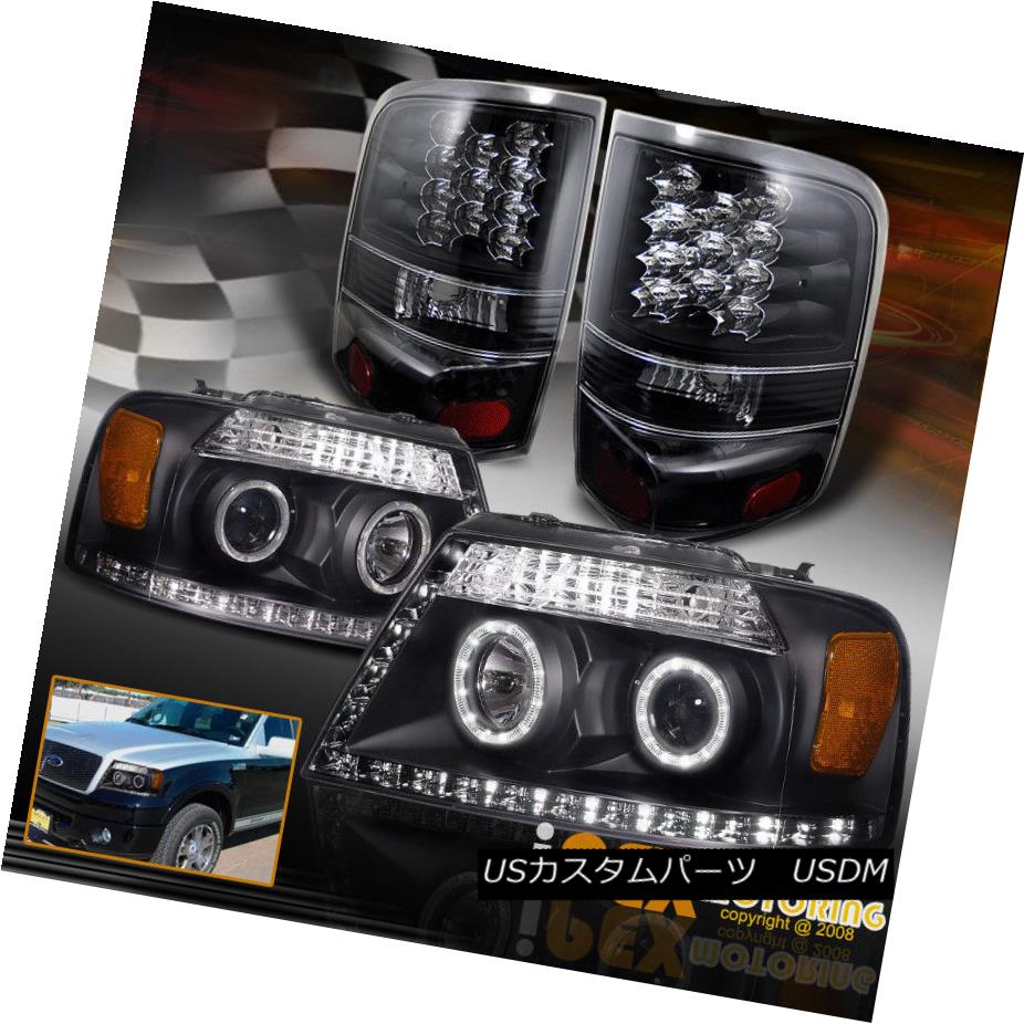 テールライト 04-08 Ford F150 Halo Projector Black Headlights + Brightest LED Tail Light Black 04-08 Ford F150 Haloプロジェクターブラックヘッドライト+最も明るいLEDテールライトブラック 【並行輸入品】