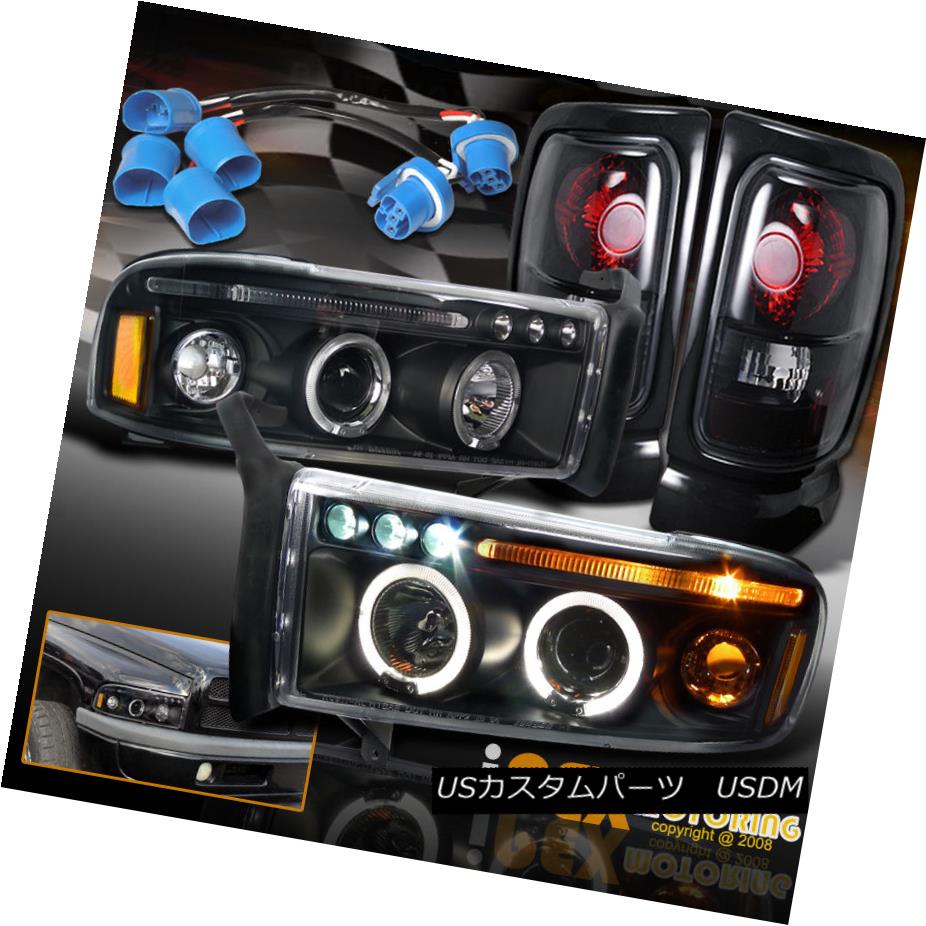 テールライト For 97-01 Dodge Ram 1500 SPORT Halo Projector LED Black Headlights + Tail Lights 97-01 Dodge Ram 1500スポーツヘイロープロジェクター用LEDブラックヘッドライト+テールライト 【並行輸入品】