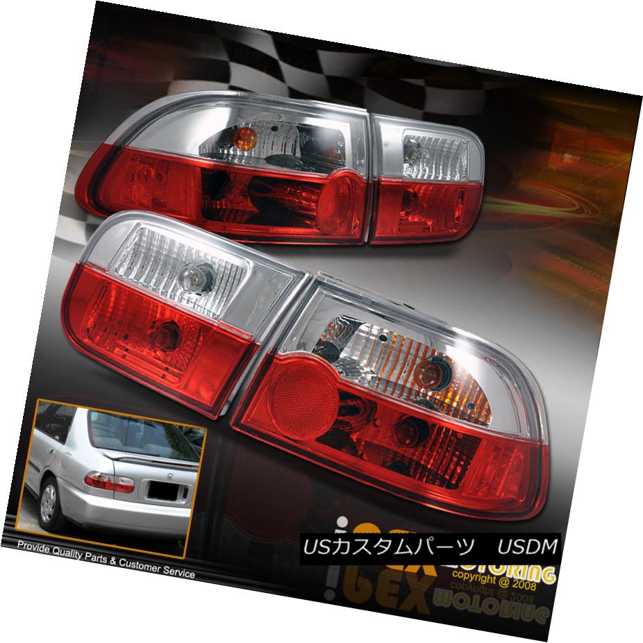 テールライト 92-95 Honda Civic 2/4Dr Coupe/Sedan JDM RED **EURO CLEAR** Rear Tail Lights Lamp 92-95ホンダシビック2 / 4Drクーペ/セダンJDMレッド**ユーロクリア**リアテールライトランプ 【並行輸入品】