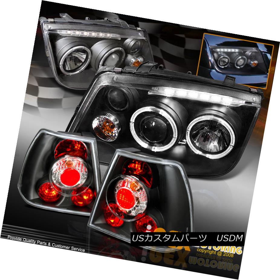 テールライト NEW 1999-2004 VW Jetta BORA MK4 Halo LED Projector Headlights + Black Tail Light NEW 1999-2004 VWジェッタボラMK4ハローLEDプロジェクターヘッドライト+ブラックテールライト 【並行輸入品】