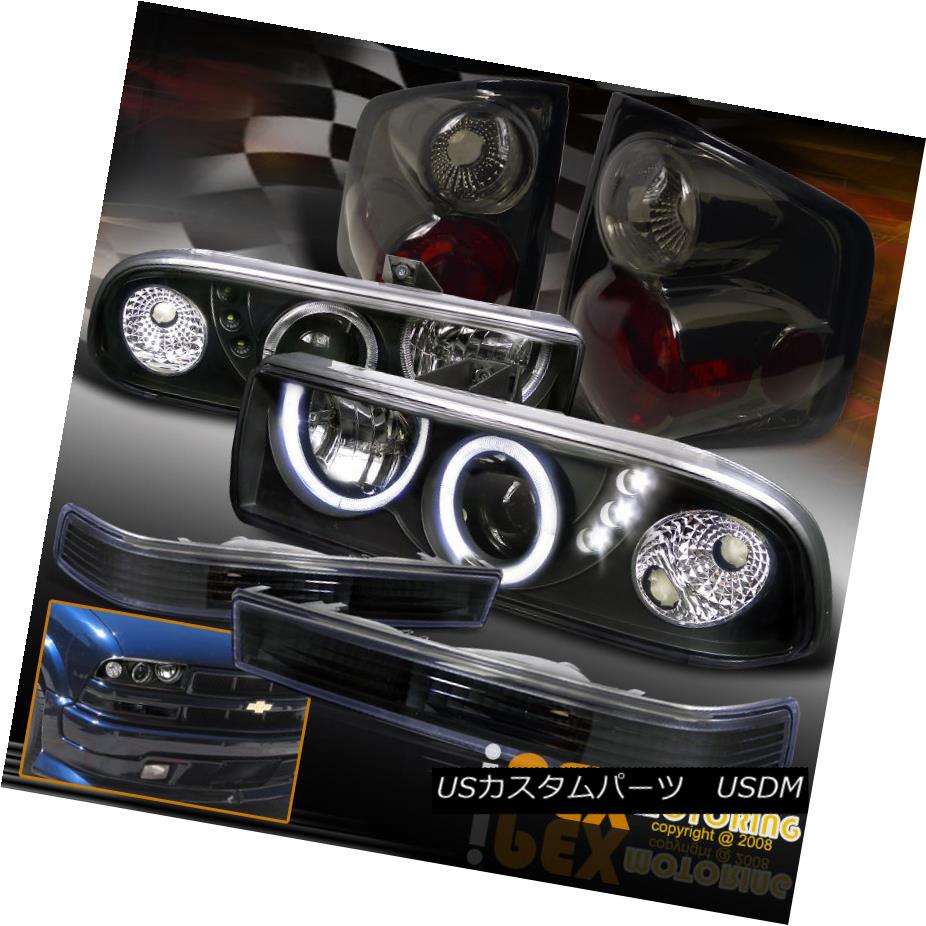 テールライト 1998-2004 Chevy S10 Halo Projector LED Black Headlight W/Signal+Smoke Tail Light 1998-2004シボレーS10ハロープロジェクターLEDブラックヘッドライトW /信号+煙テールライト 【並行輸入品】