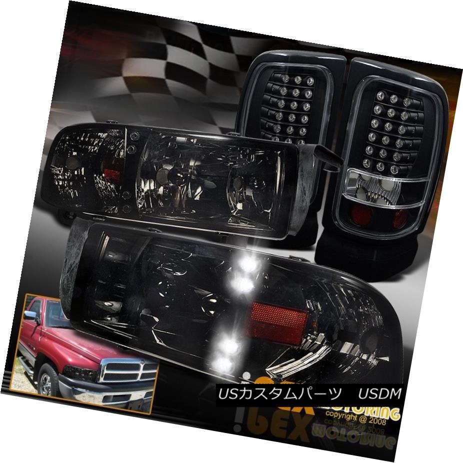 テールライト Shiny Smoke 94-01 Dodge Ram 1500 2500 3500 LED Headlights + LED Black Tail Light 光沢のある煙94-01 Dodge Ram 1500 2500 3500 LEDヘッドライト+ LEDブラックテールライト 【並行輸入品】