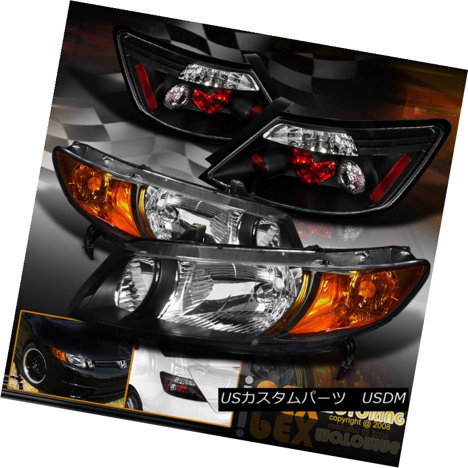 テールライト PREMIUM Quality 2006-2011 Honda Civic 2Dr Coupe JDM Black Headlight + Tail Light プレミアム品質2006-2011ホンダシビック2DrクーペJDMブラックヘッドライト+テールライト 【並行輸入品】