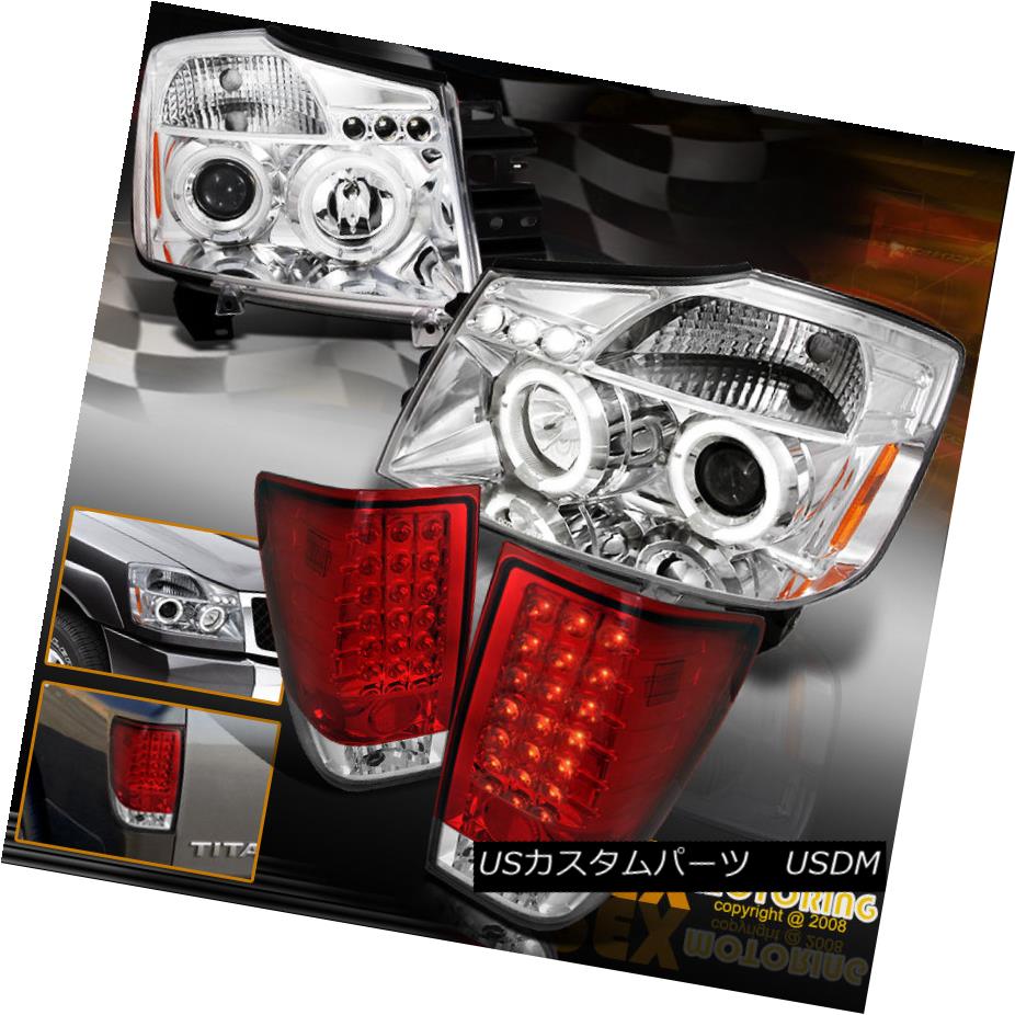 テールライト For 2004-2014 Titan Halo Projector Chrome Headlights + LED Red Tail Lights 2004年?2014年Titan HaloプロジェクターChromeヘッドライト+ LEDレッドテールライト 【並行輸入品】