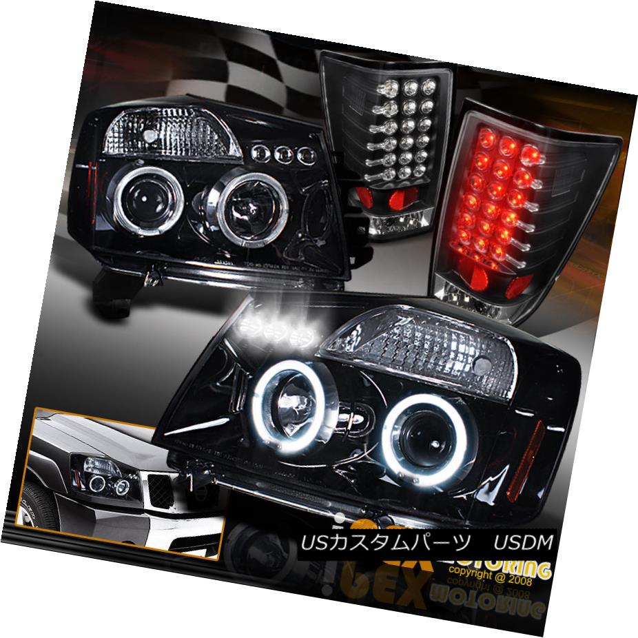 テールライト For 04-14 Nissan Titan Halo Projector Shiny Black Headlight+LED Black Tail Light 04-14日産タイタンヘイロープロジェクターシャイニーブラックヘッドライト+ LEDブラックテールライト 【並行輸入品】