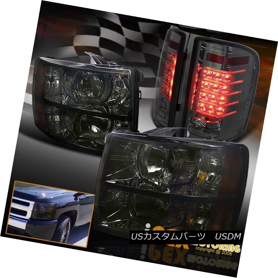 テールライト 2007-2014 Chevy Silverado 1500 2500 Dark Smoke Headlight + Bright LED Tail Light 2007-2014シボレーシルバラード1500 2500ダークスモークヘッドライト+ブライトLEDテールライト 【並行輸入品】