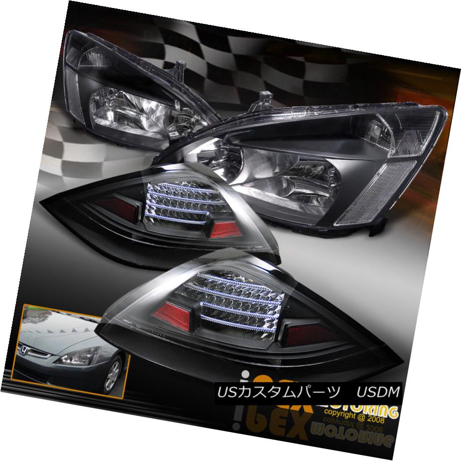 テールライト 2003 2004 2005 Honda Accord 2Dr Coupe JDM Black Headlight + LED Black Tail Light 2003 2004 2005 Honda Accord 2Dr Coupe JDMブラックヘッドライト+ LEDブラックテールライト 【並行輸入品】