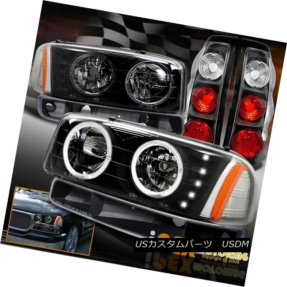 テールライト For 1999-2003 GMC Sierra Dual Halo Black LED Headlights W/ Signals + Tail Lights 1999?2003年GMC SierraデュアルハローブラックLEDヘッドライト（シグナル/テールライト用） 【並行輸入品】