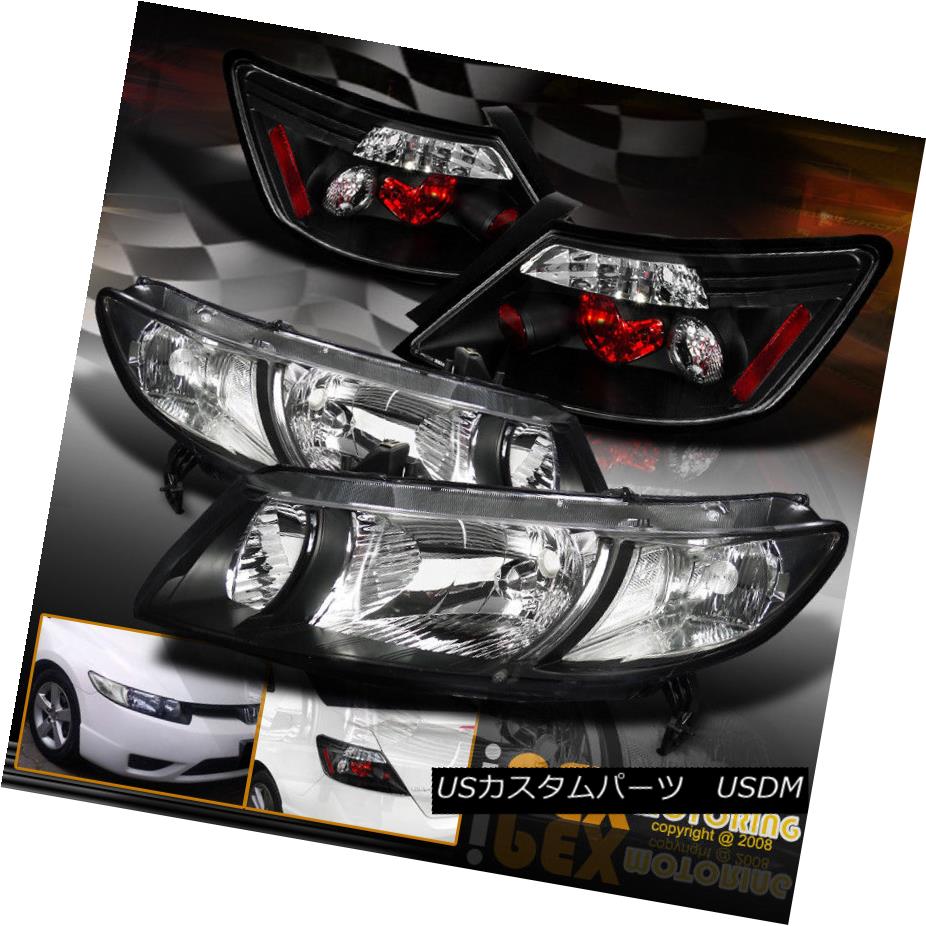 テールライト 2006-2011 Honda Civic Coupe JDM Black Headlights + Type-R Style Tail Light EG 2006-2011ホンダシビッククーペJDMブラックヘッドライト+タイプ-RスタイルテールライトEG 【並行輸入品】