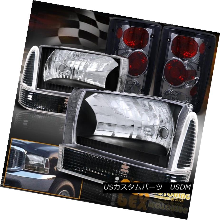 テールライト Ford 2000-2004 Excursion Black Headlights + Corner Signals + Smoke Tail Lights フォード2000-2004エクスカーションブラックヘッドライト+コーナー信号+煙テールライト 【並行輸入品】