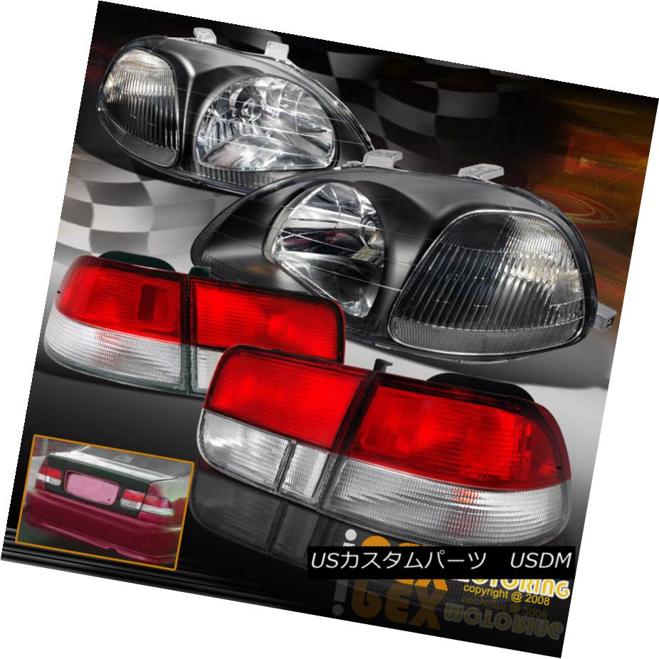 テールライト 1996 1997 1998 Honda Civic JDM Black EK Headlights + Type-R Red Tail Light 1996 1997 1998ホンダシビックJDMブラックEKヘッドライト+タイプ-Rレッドテールライト 【並行輸入品】