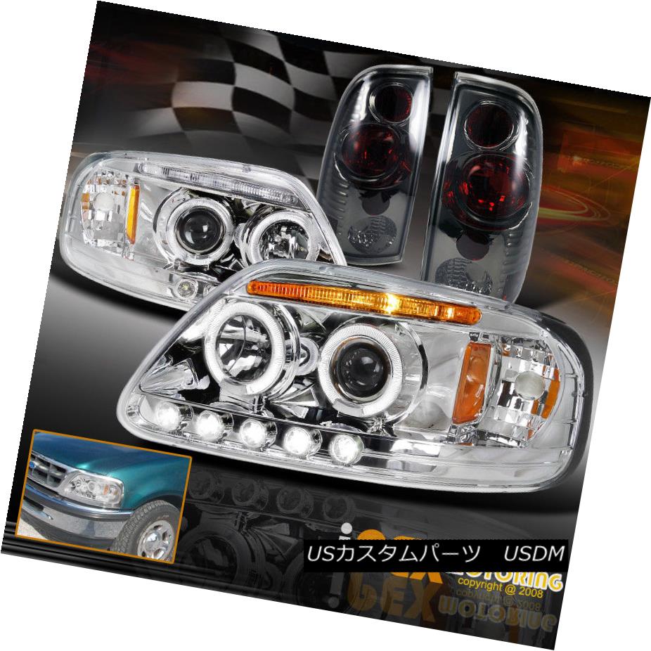 テールライト 1997-2003 Ford F150 Glow Halo Projector Chrome LED Headlights + Smoke Tail Light 1997-2003フォードF150グローハロープロジェクタークロームLEDヘッドライト+煙テールライト 【並行輸入品】