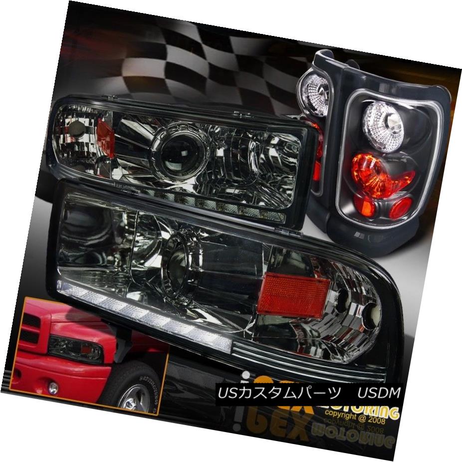 テールライト 94-01 Dodge Ram 1500 2500 3500 Projector LED Smoke Headlight W/ Black Tail Light 94-01 Dodge Ram 1500 2500 3500プロジェクターLEDスモークヘッドライトW /ブラックテールライト 【並行輸入品】