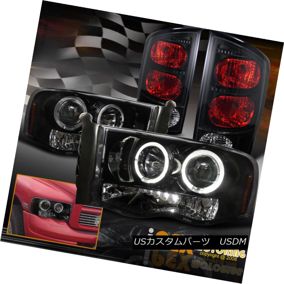 テールライト 2002-2005 Dodge Ram Halo Projector Gloss Black Head Light + Dark Smoke Tail Lamp 2002-2005ダッジ・ラム・ハロ・プロジェクター・グロスブラック・ヘッドライト+ダーク・スモークテールランプ 【並行輸入品】