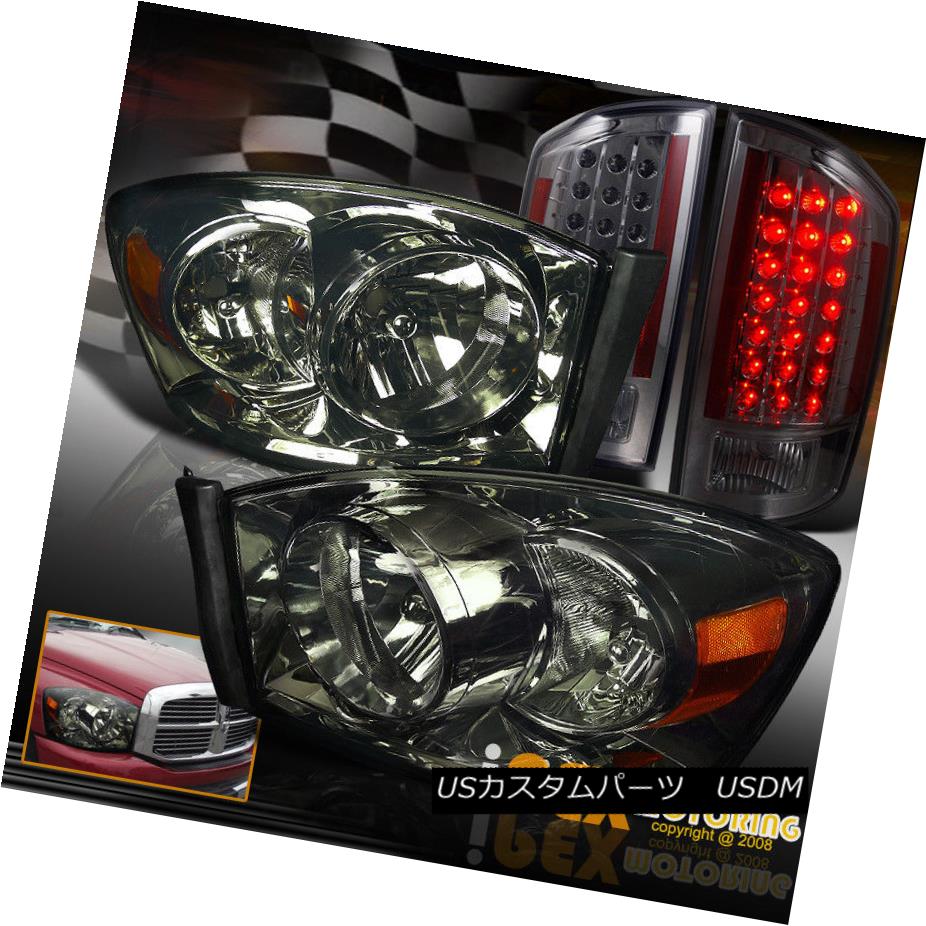 テールライト 2007-2008 Dodge Ram 1500 2500 BlackOut Smoke Headlights + LED Smoke Tail Lights 2007-2008 Dodge Ram 1500 2500 BlackOutスモークヘッドライト+ LEDスモークテールライト 【並行輸入品】