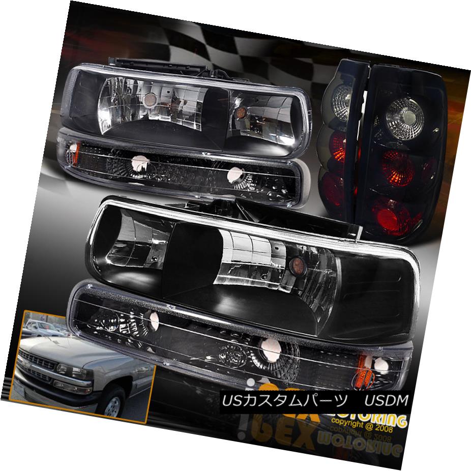 テールライト 1999-2002 Chevy Silverado Black Headlights W/Signals + Smoked-Black Tail Lights 1999-2002シボレーシルバラードブラックヘッドライトW /シグナル+スモークブラックテールライト 【並行輸入品】