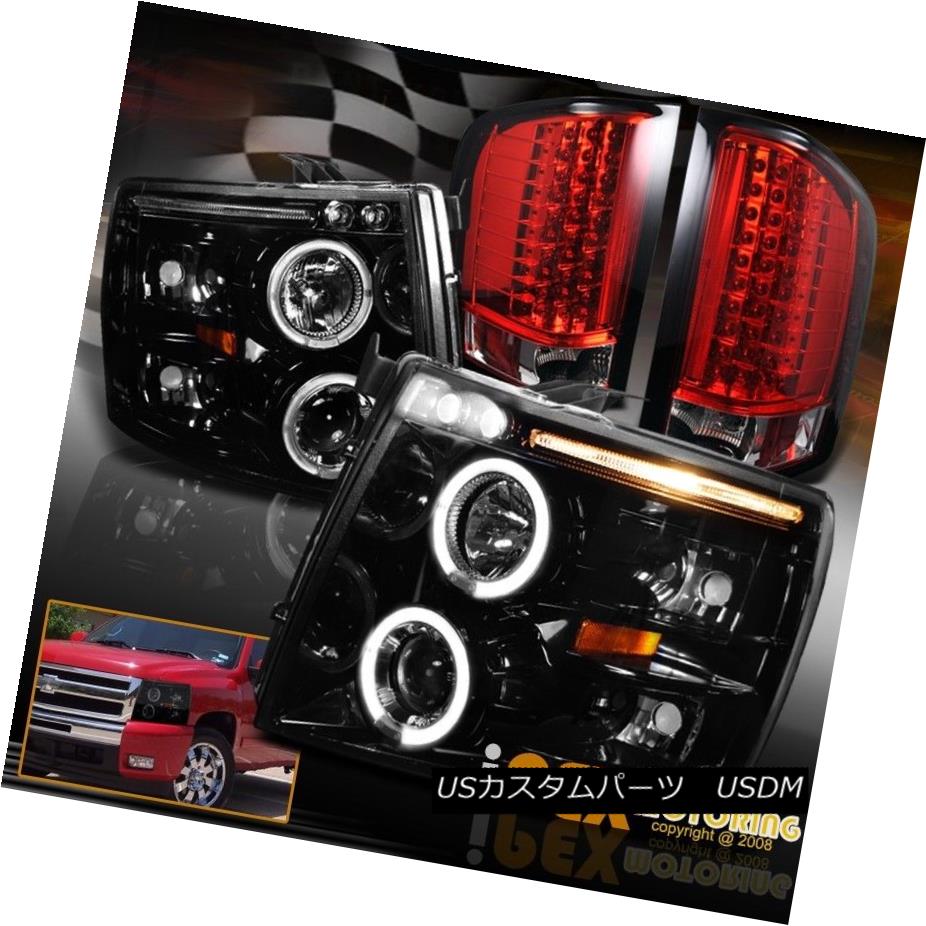 テールライト 2007-2014 Chevy Silverado Dual Halos Projector Headlights W/ LED Red Tail Light 2007年?2014年シボレーシルバラードデュアルハロープロジェクターヘッドライトW / LEDレッドテールライト 【並行輸入品】