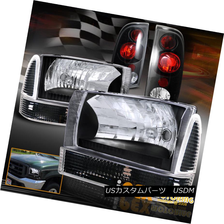 テールライト 1999-2004 Ford F250/F350 [Super-Duty] Black Headlights +Corner +Black Tail Light 1999-2004フォードF250 / F350 [スーパーデューティー]ブラックヘッドライト+コーナー+ブラックテールライト 【並行輸入品】