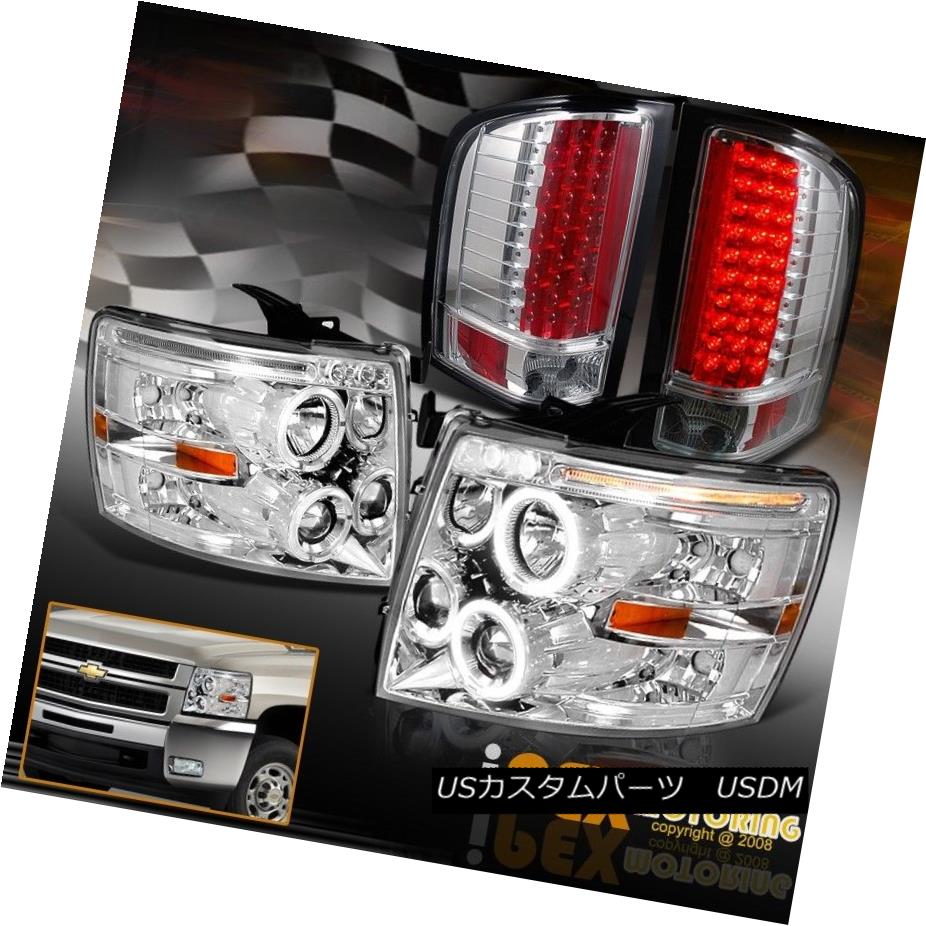 テールライト Chrome: 2007-2014 Chevy Silverado Halo LED Projector Head Light + LED Tail Lamp Chrome：2007-2014 Chevy Silverado Halo LEDプロジェクターヘッドライト+ LEDテールランプ 【並行輸入品】