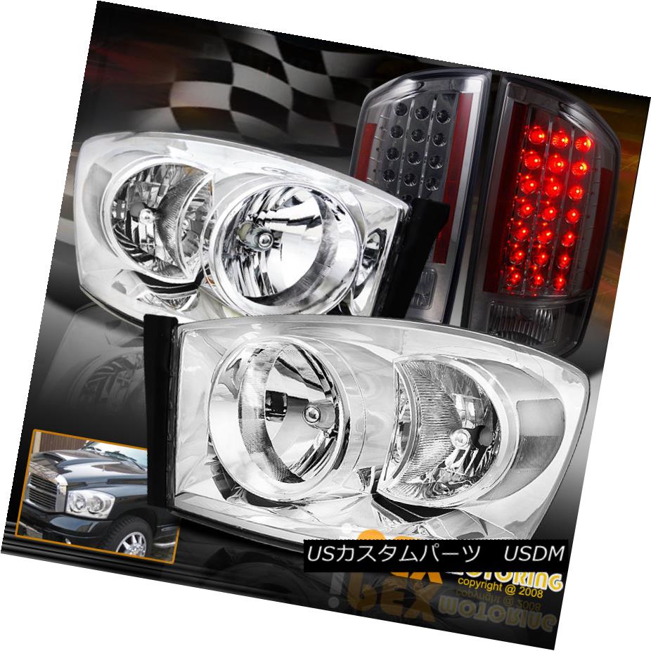 テールライト 2007-2008 Dodge Ram 1500/2500/3500 Chrome Headlight + LED Tail Light Smoke 2007-2008 Dodge Ram 1500/2500/3500クロームヘッドライト+ LEDテールライトスモーク 【並行輸入品】