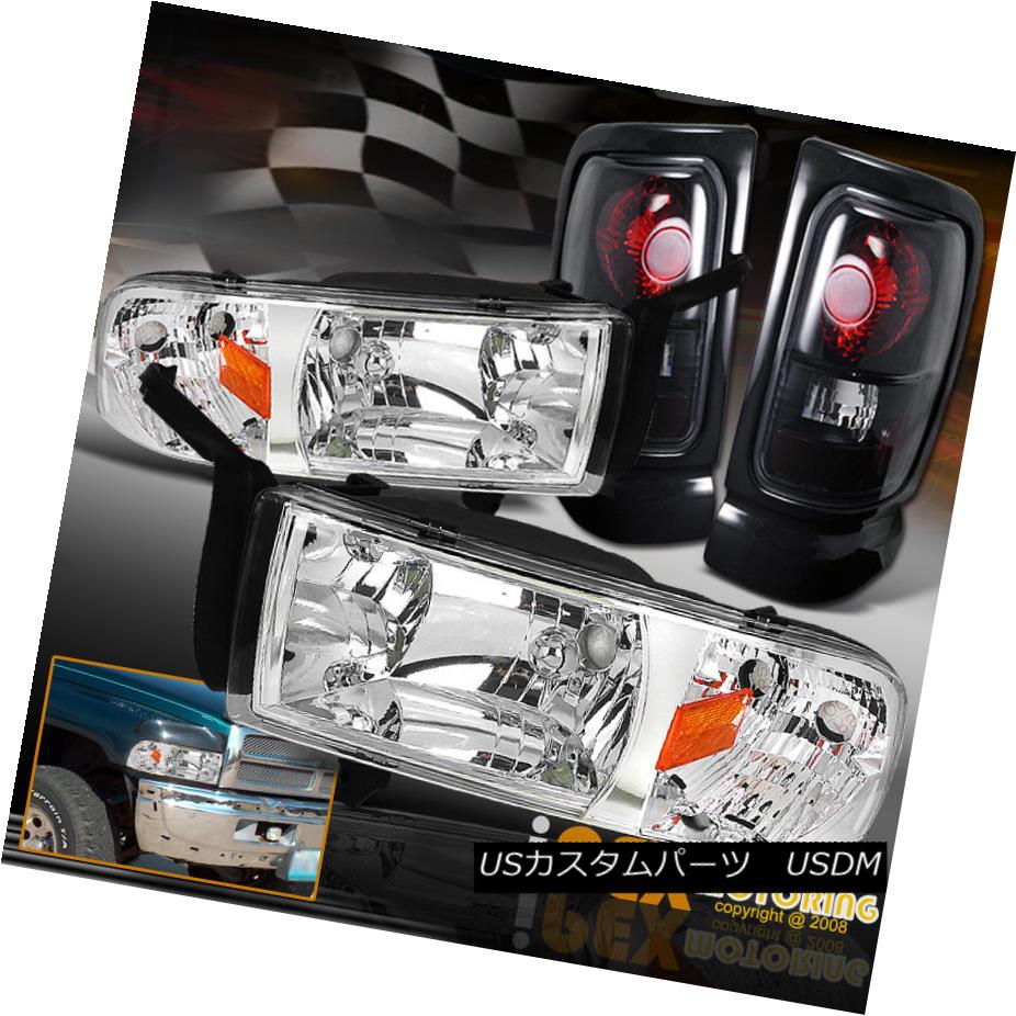 テールライト 1994-2001 Dodge RAM 1500 2500 3500 Shiny Chrome Headlights+Dark Smoke Tail Light 1994-2001 Dodge RAM 1500 2500 3500シャイニークロームヘッドライト+ Dar kスモークテールライト 【並行輸入品】
