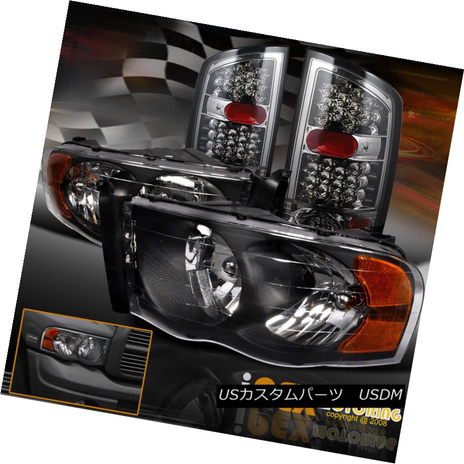 テールライト 2002-2005 Dodge Ram 1500/2500/3500 Black Headlights + FULL LED Smoke Tail Light 2002-2005 Dodge Ram 1500/2500/3500ブラックヘッドライト+フルLEDスモークテールライト 【並行輸入品】