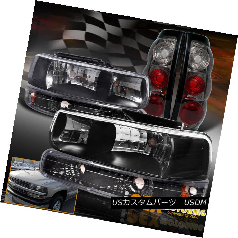 テールライト 1999 2000 2001 2002 Chevy Silverado Black Head Light + Bumper Lamp + Smoke Tail 1999 2000 2001 2002 Chevy Silveradoブラックヘッドライト+バンパーランプ+スモークテール 【並行輸入品】