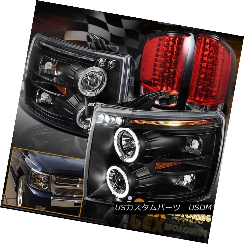 テールライト 07-14 Chevy Silverado Halo Black Projector Headlights + Ultra LED Tail Light Red 07-14シボレーシルバラードハローブラックプロジェクターヘッドライト+ウルトラLEDテールライトレッド 【並行輸入品】