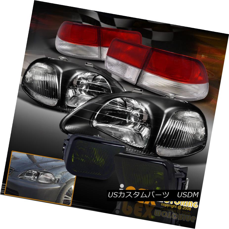 テールライト 1996-1998 Honda Civic 2Dr EK JDM Style Black Headlights+Red Tail Light+Smoke Fog 1996-1998 Honda Civic 2Dr EK JDMスタイルブラックヘッドライト+レッドテールライト+スモークフォグ 【並行輸入品】