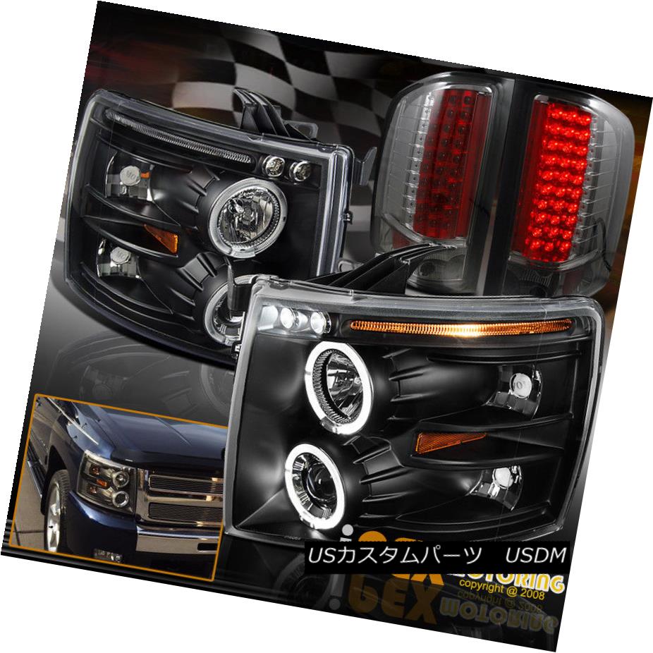 テールライト Chevy 2007-2014 Silverado Halo Projector Black Headlights + Ultra LED Tail Light シボレー2007-2014シルバラードハロープロジェクターブラックヘッドライト+ウルトラLEDテールライト 【並行輸入品】