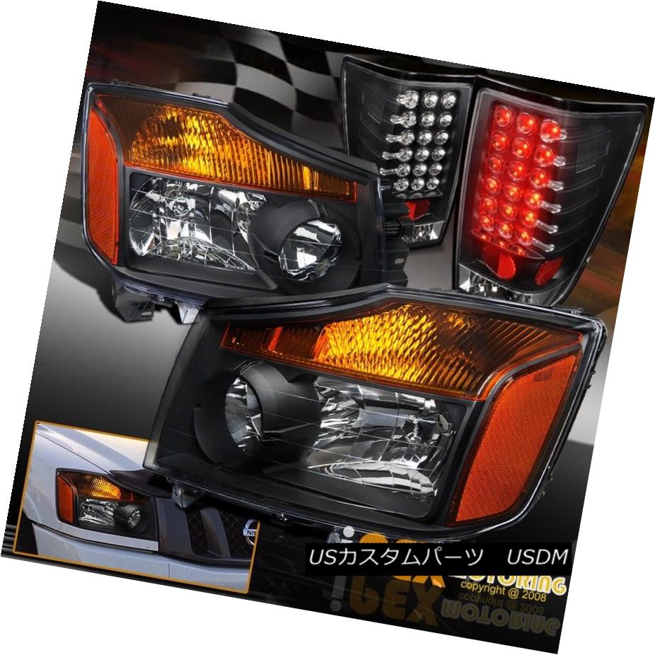 テールライト For All 2004-2014 Nissan Titan Black Headlights W/ Bright LED Black Tail Lights すべての2004?2014日産タイタンブラックヘッドライトW /ブライトLEDブラックテールライト 【並行輸入品】