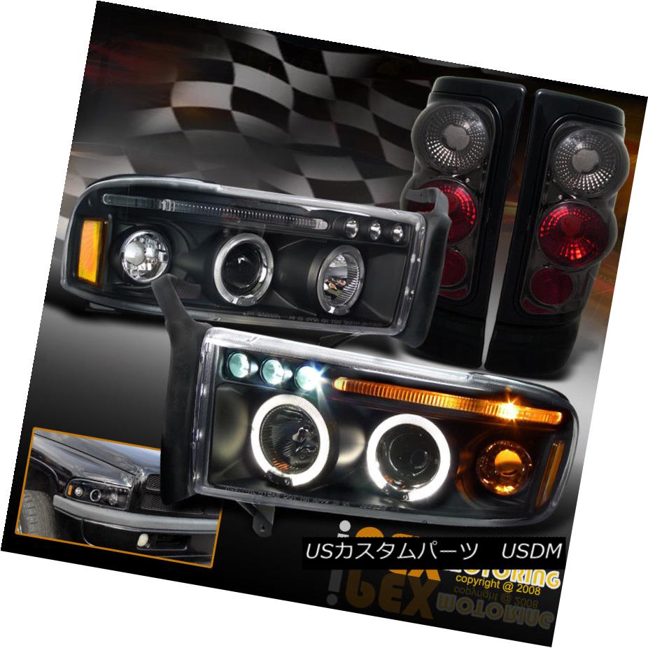 テールライト 94-01 Dodge Ram 1500 2500 Black Projector Halo LED Headlights + Smoke Tail Light 94-01 Dodge Ram 1500 2500ブラックプロジェクターHalo LEDヘッドライト+スモークテールライト 【並行輸入品】