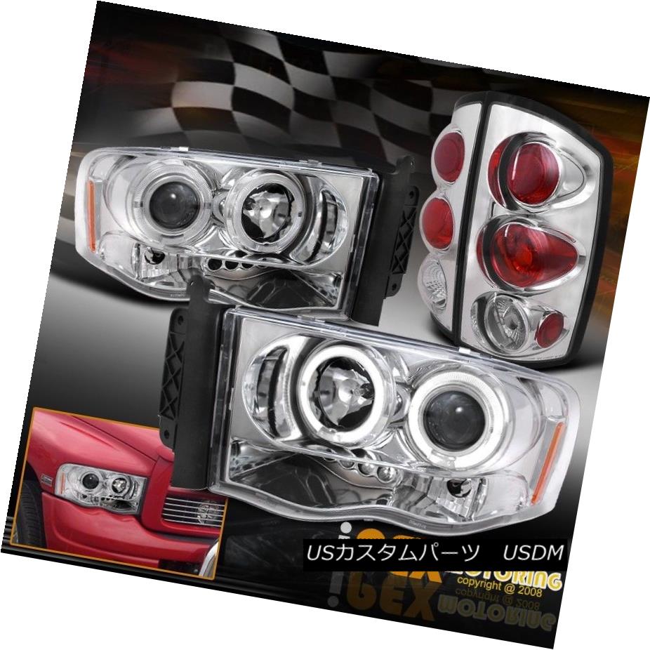 テールライト 2002-2005 Dodge Ram 1500 2500 Halo Projector LED Headlights + Tail Lights Chrome 2002-2005 Dodge Ram 1500 2500 HaloプロジェクターLEDヘッドライト+テールライトクローム 【並行輸入品】
