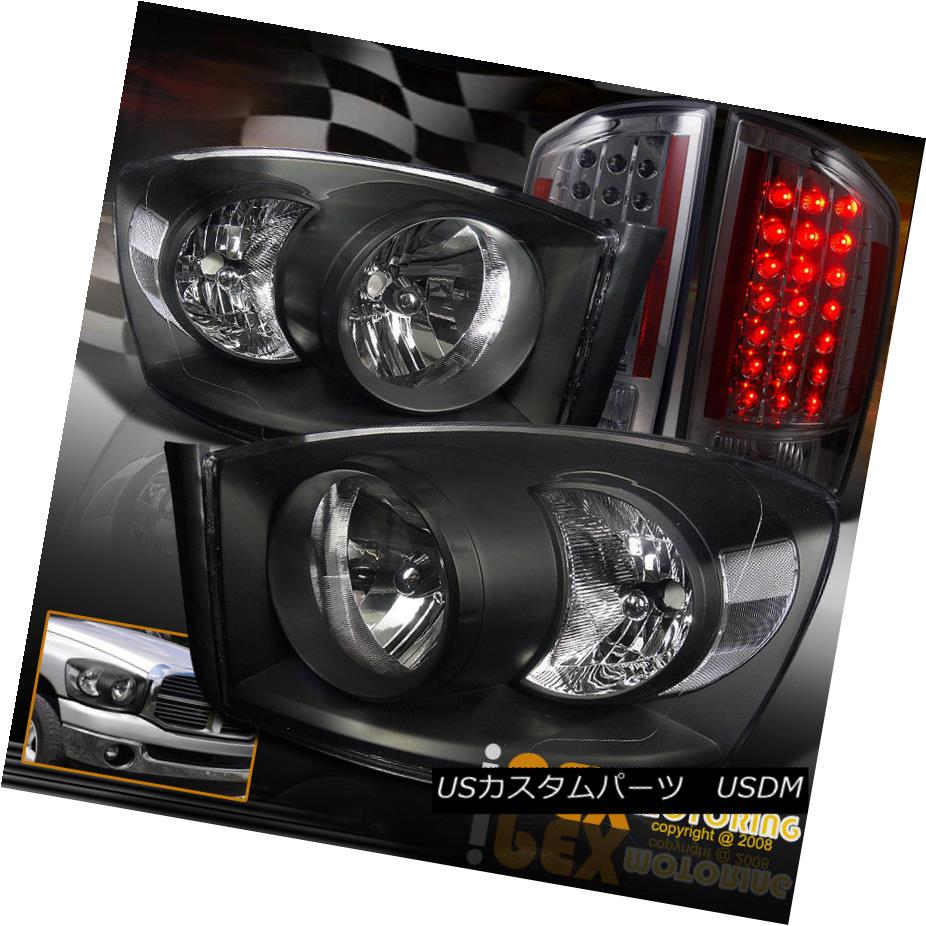 テールライト New Dodge 07-08 Ram 1500/2500/3500 Black Headlights + LED Tail Light Smoke 新しいドッジ07-08ラム1500/2500/3500ブラックヘッドライト+ LEDテールライトスモーク 【並行輸入品】