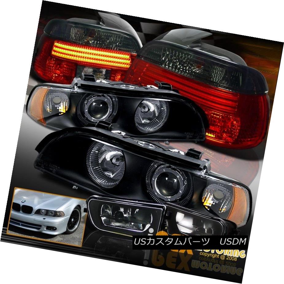 テールライト BMW 97-00 E39 Halo Projector Black Headlight + LED Smoke Tail Light + Fog Light BMW 97-00 E39ハロープロジェクターブラックヘッドライト+ LEDスモークテールライト+フォグライト 【並行輸入品】