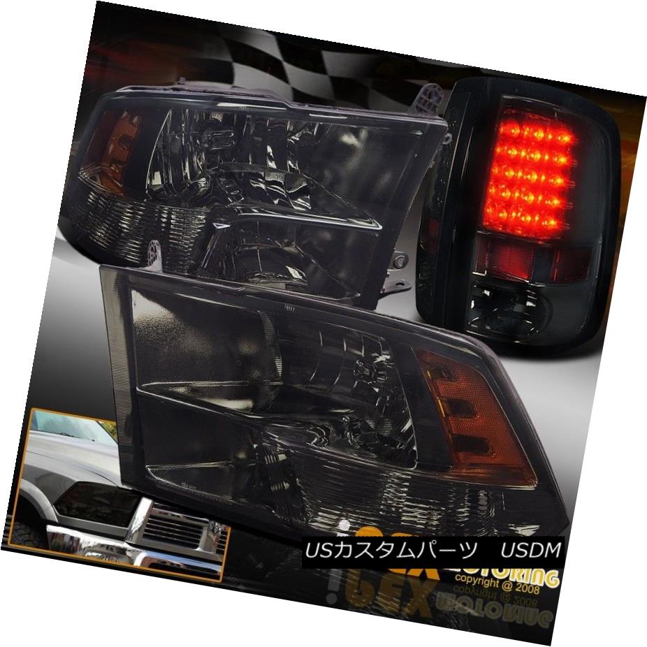 テールライト 2009-2016 Dodge Ram 1500 Dark Smoke Quad Sylte Head Light + Smoked LED Tail Lamp 2009-2016ダッジラム1500ダークスモーククワッドシルテヘッドライト+スモークLEDテールランプ 【並行輸入品】