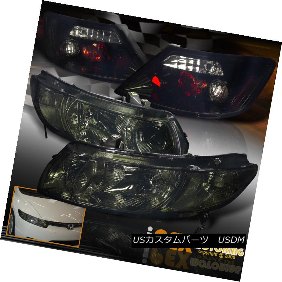 テールライト 2006-2011 Honda Civic 2Dr Coupe JDM Smoke Headlights W/ BlackOut Tail Lights FG 2006-2011ホンダシビック2DrクーペJDMスモークヘッドライトW /ブラックアウトテールライトFG 【並行輸入品】