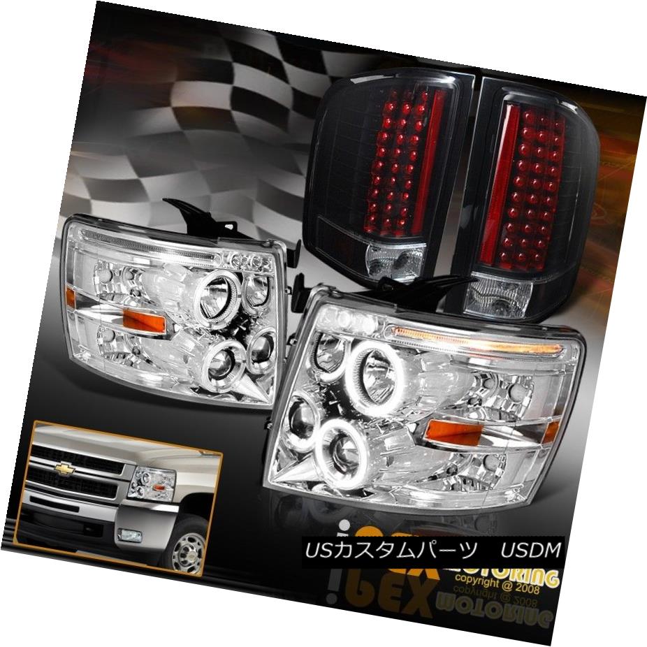テールライト 07-14 Chevy Silverado Chrome Halo LED Projector Head Light + Black LED Tail Lamp 07-14 Chevy Silverado Chrome Halo LEDプロジェクターヘッドライト+ブラックLEDテールランプ 【並行輸入品】
