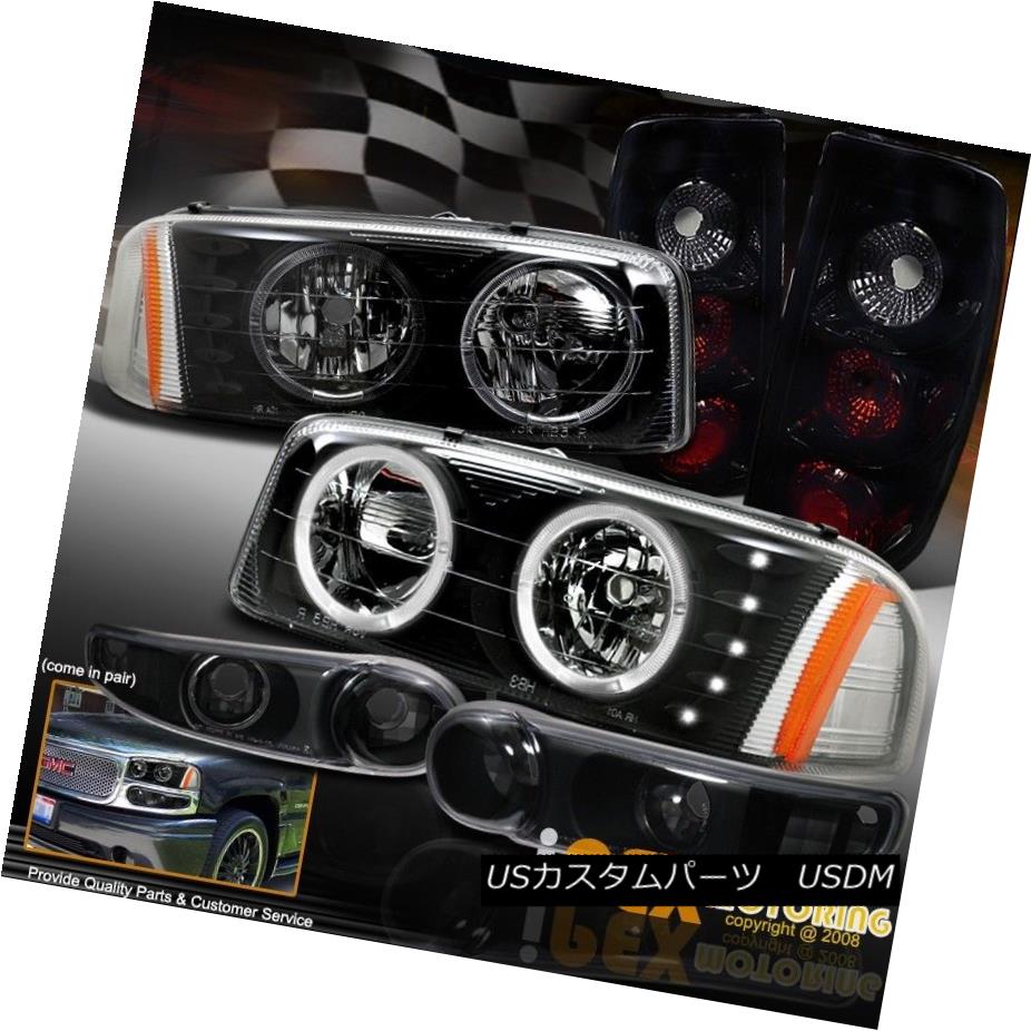 テールライト GMC Sierra Denali Black Halo Headlight With Signal Light + Dark Smoke Tail Light GMCシエラ・デナリ・ブラック・ハロー・ヘッドライト（シグナルライト付き）+ダーク・スモークテールライト 【並行輸入品】