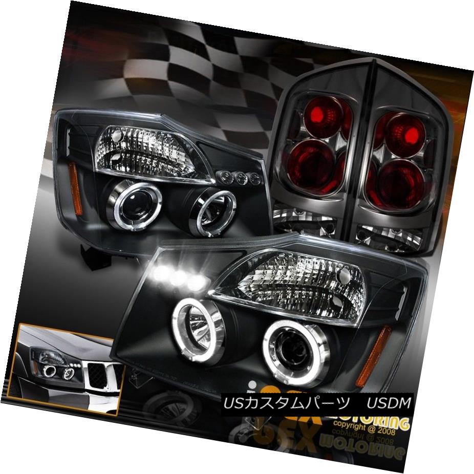 テールライト For 2005-2007 Nissan Armada Halo Projector Black LED Headlight+Smoke Tail Light 2005-2007日産アルマダヘイロープロジェクター用ブラックLEDヘッドライト+スモーク eテールライト 【並行輸入品】