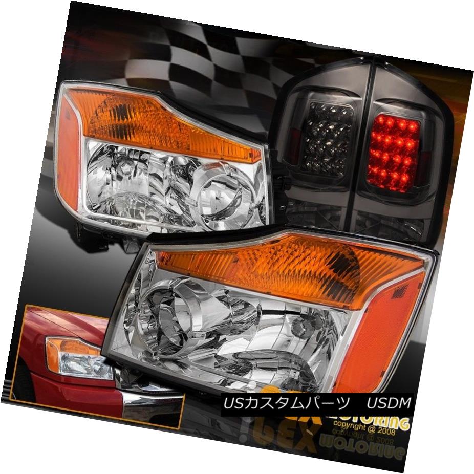 テールライト For 2005-2007 Nissan Armada Chrome OE STyle HeadLights + Smoke LED Tail Lights 2005-2007 Nissan Armada Chrome OE STyleヘッドライト+スモークLEDテールライト用 【並行輸入品】