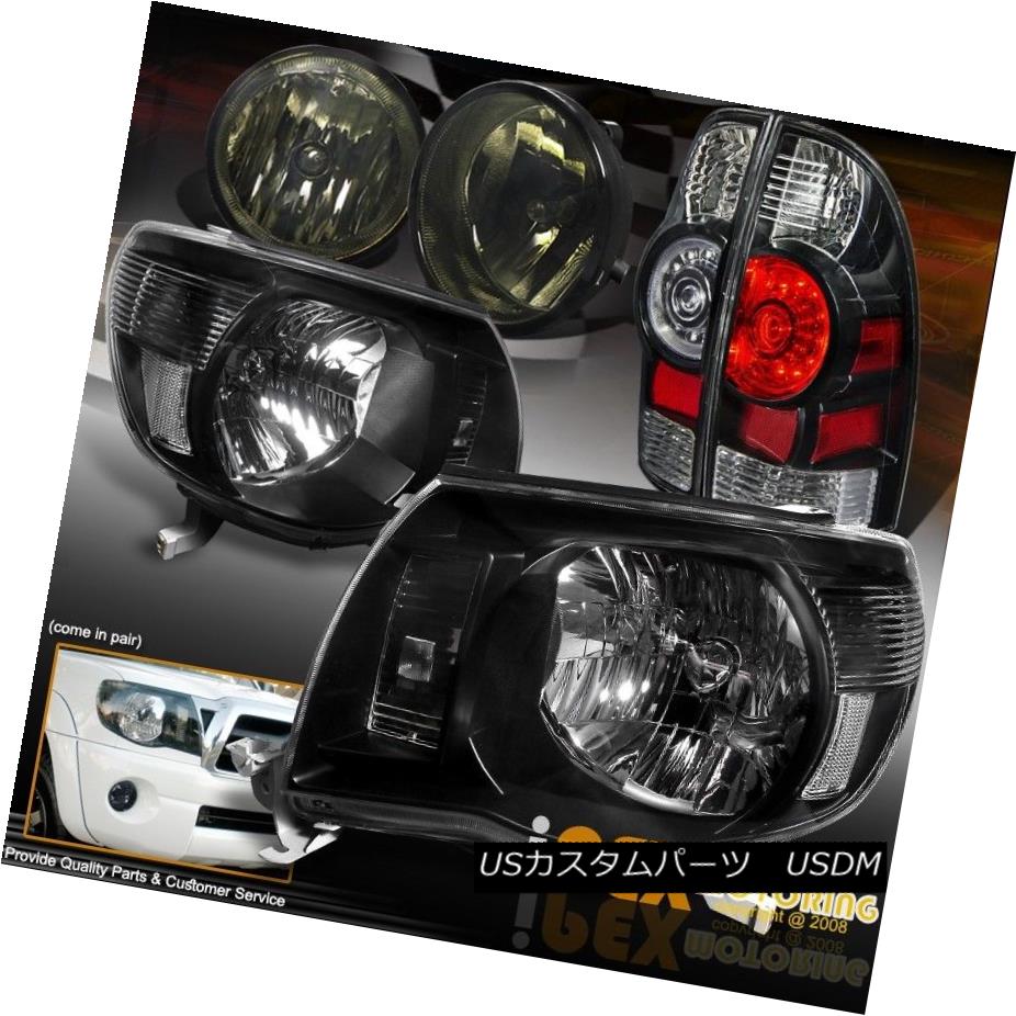 テールライト 05-12 Toyota Tacoma Black Headlight + Smoke LED Tail Light & Tinted Fog Lamp Kit 05-12トヨタタコマブラックヘッドライト+スモークLEDテールライト＆amp; 着色されたフォグランプキット 【並行輸入品】
